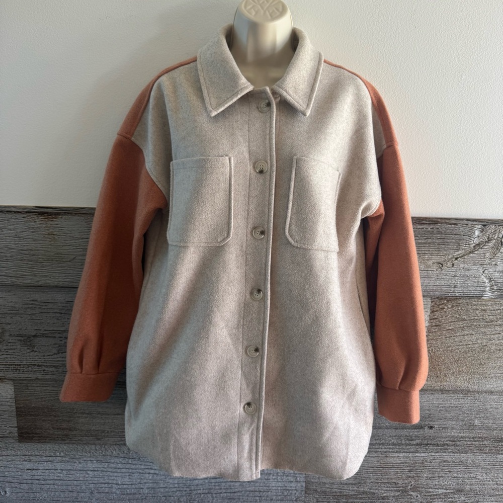 Hem & Thread Colorblock Shacket Jacket Oversized Medium (T1)